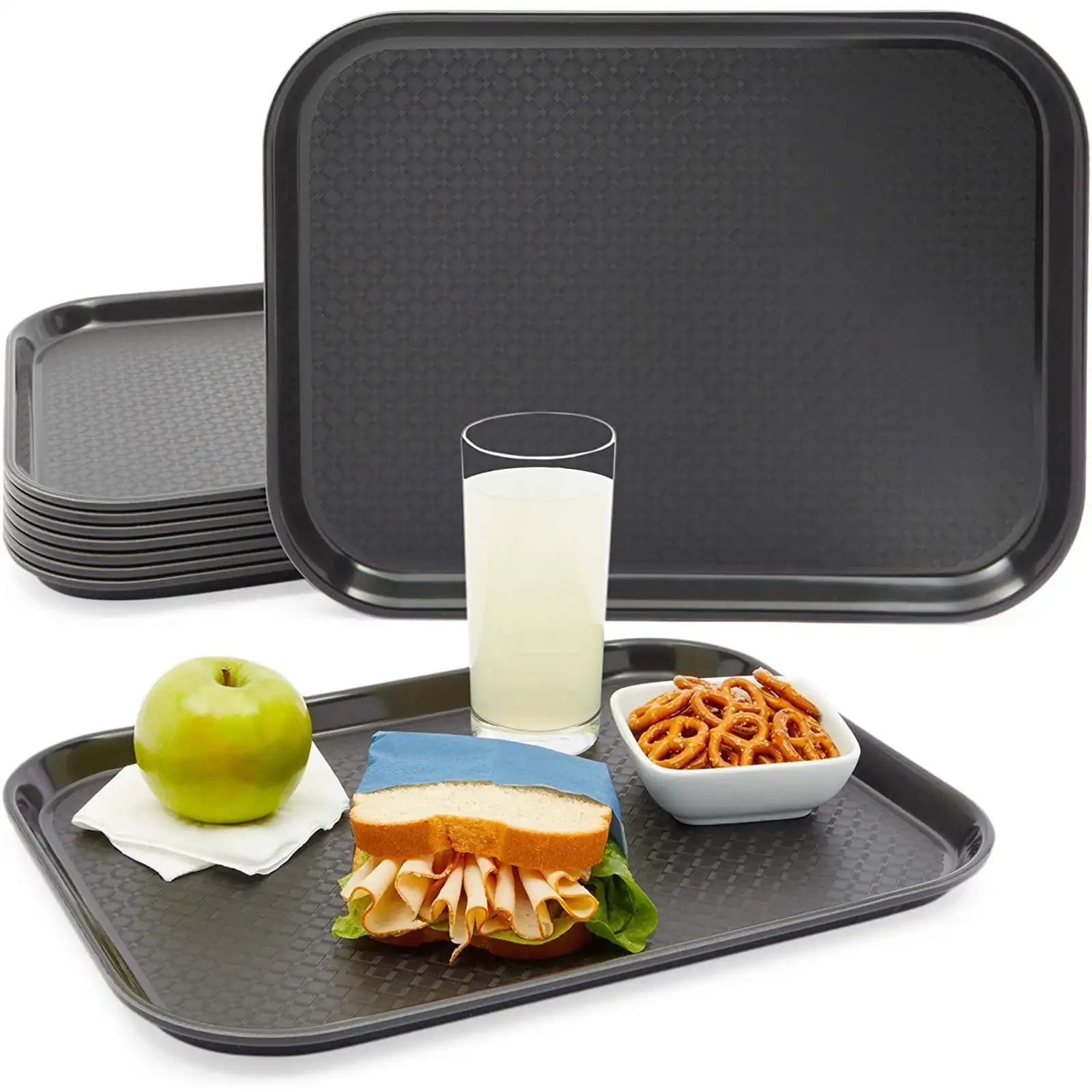 8 Pack Plastic Nonslip Serving Tray for Cafeteria, School Lunch, Fast Food, Restaurant, Black, 12 x 16 in
8 Pack Plastic Nonslip Serving Tray for Cafeteria, School Lunch, Fast Food, Restaurant, Black, 12 x 16 in