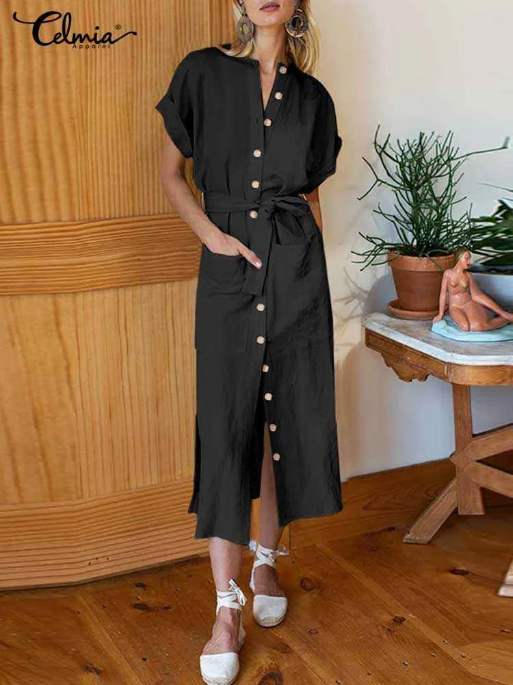 2023 Celmia Elegant Fashion Sundress Women Short Sleeve Summer Shirt Dress O-neck Pocket Casual Loose Button Up Party Midi Robe
2023 Celmia Elegant Fashion Sundress Women Short Sleeve Summer Shirt Dress O-neck Pocket Casual Loose Button Up Party Midi Robe