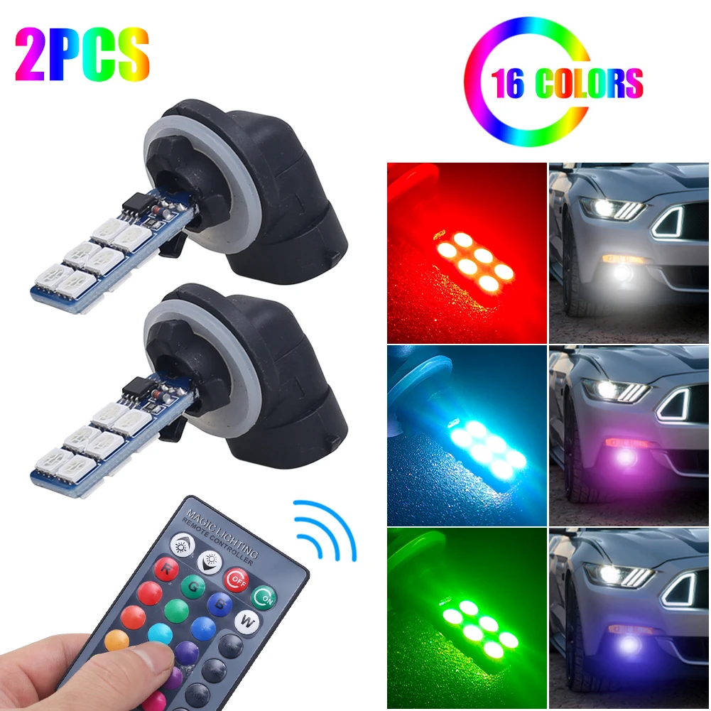 2pcs 881 5050 RGB LED Bulb 12SMD Auto Headlight Fog Light Bulb 16 Color Changing 4 Modes with Remote Control Car Accessories
2pcs 881 5050 RGB LED Bulb 12SMD Auto Headlight Fog Light Bulb 16 Color Changing 4 Modes with Remote Control Car Accessories