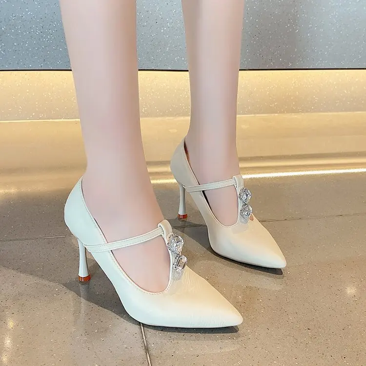 Сандалии женские с острым носком, пикантная модная обувь на шнуровке, туфли на тонком каблуке, с пряжкой, лето