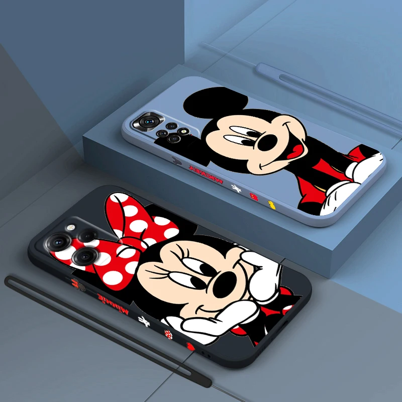 

Cute Mickey Minnie Art For Xiaomi Redmi Note 12 11 11T 10 10S 9 9S 9T 8 8T 7 Pro Plus Speed Liquid Left Rope Phone Case