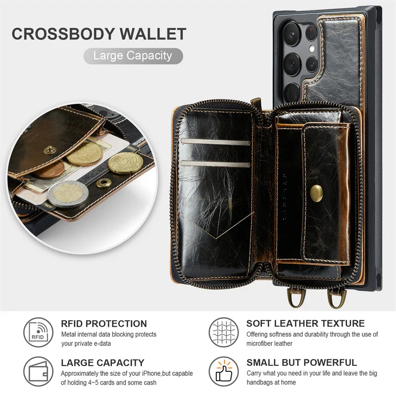 Large capacity Card Solt Zipper Wallet Bag Back Case For Samsung Galaxy S23 S22 S21 Ultra Cover With Lanyard Strap
Large capacity Card Solt Zipper Wallet Bag Back Case For Samsung Galaxy S23 S22 S21 Ultra Cover With Lanyard Strap