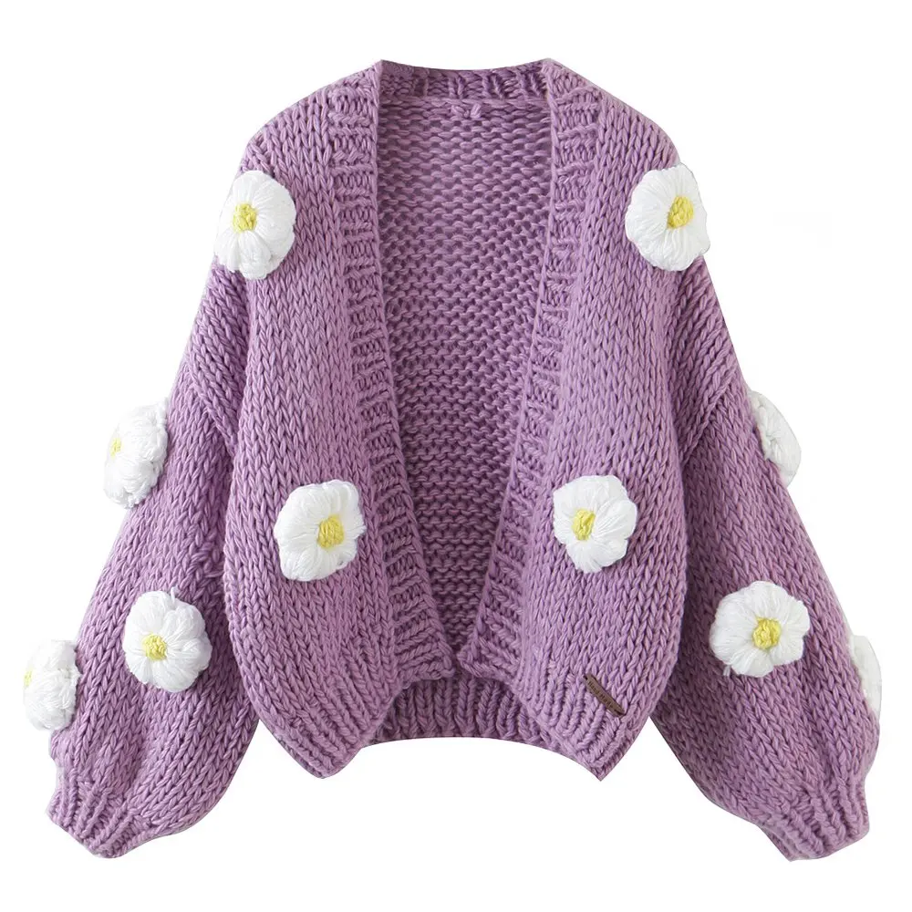 2022 Women Fashion Floral Appliques Loose Knit Cardigan Sweater Vintage V Neck Long Sleeve Female Outerwear Chic Tops
2022 Women Fashion Floral Appliques Loose Knit Cardigan Sweater Vintage V Neck Long Sleeve Female Outerwear Chic Tops