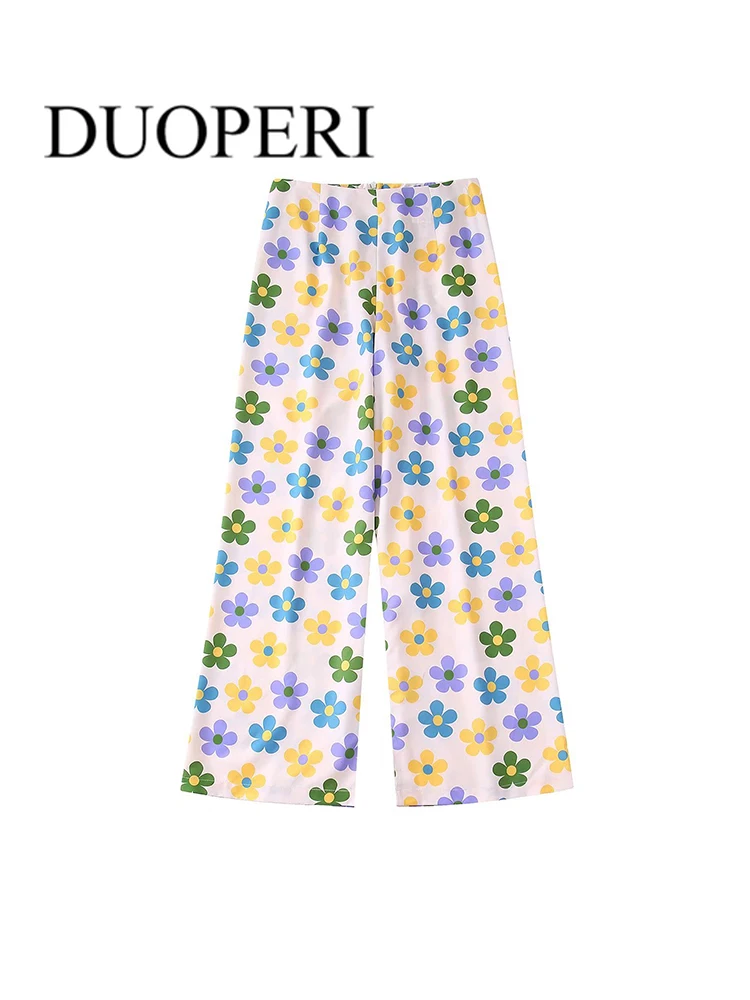 DUOPERI Women Fashion Flower Print Wide Leg Pants Vintage High Waist Zipper Fly Female Trousers Mujer Chic Outfits
DUOPERI Women Fashion Flower Print Wide Leg Pants Vintage High Waist Zipper Fly Female Trousers Mujer Chic Outfits