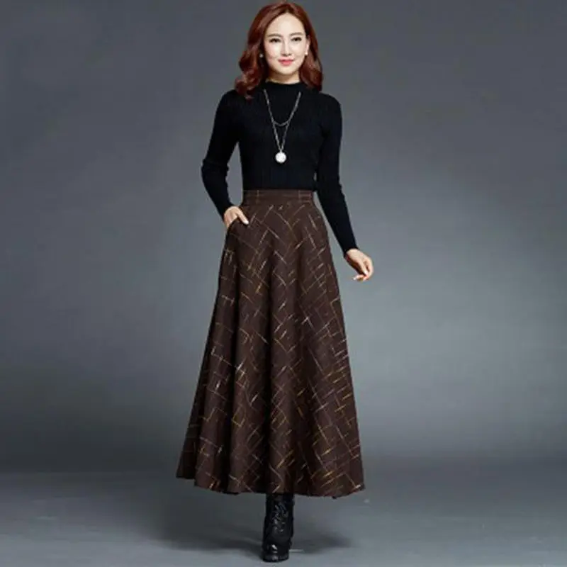 Women 2022 Autumn Winter New Vintage Plaid A-line Wool Midi Skirts Female Thick Warm Long Woolen Skirt Faldas Mujer Moda C29
Women 2022 Autumn Winter New Vintage Plaid A-line Wool Midi Skirts Female Thick Warm Long Woolen Skirt Faldas Mujer Moda C29