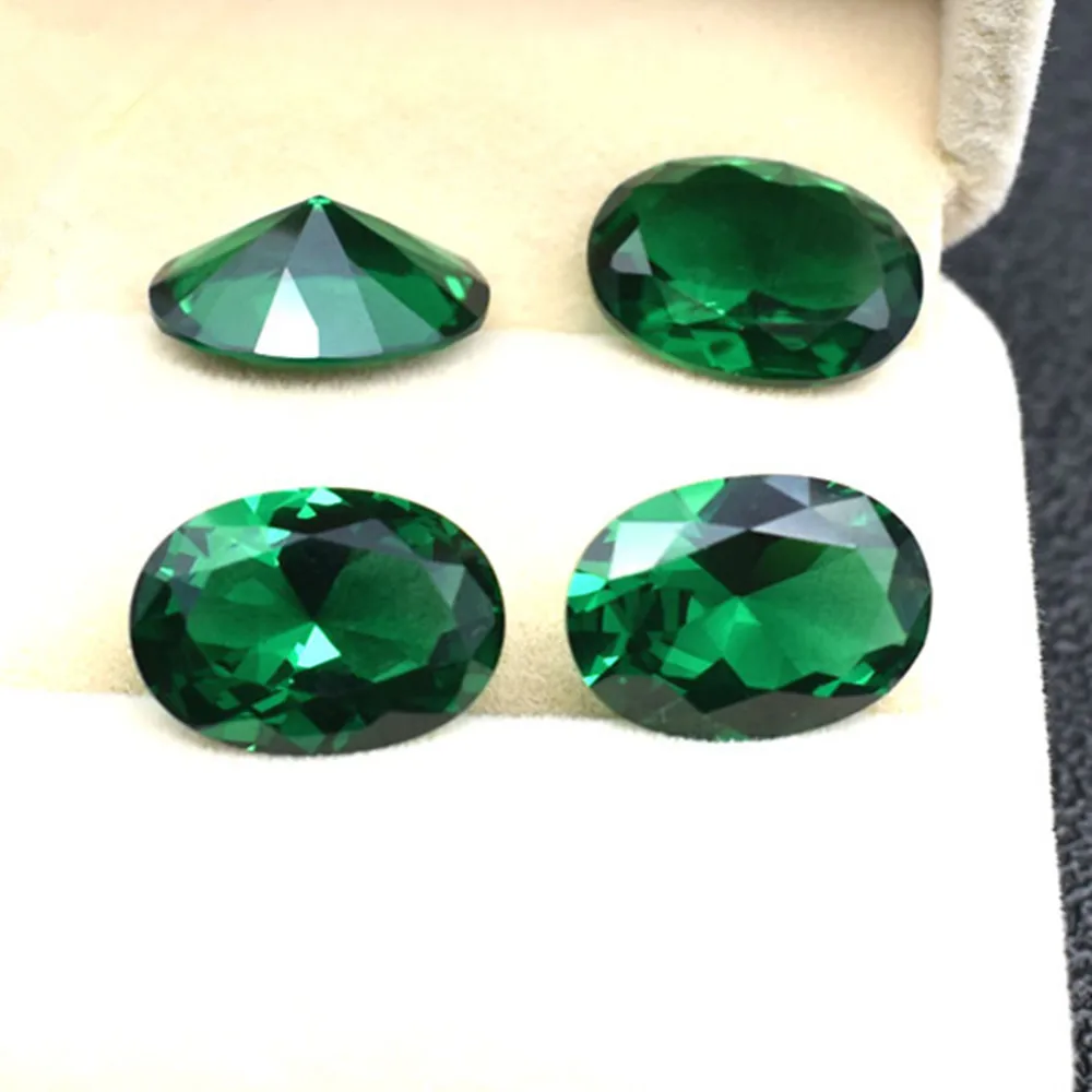 

High Quality Emerald Oval Cut Gemstone Egg Shape Faceted Emerald Gem Rich Green Emerald ER015