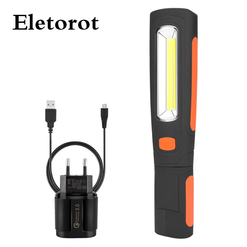 

3800 Lumens Magnet Hook Working Lamp Built In Rechargeable Battery 360 Degree LED Flashlight USB Charger Torch Lamp 2 Modes
