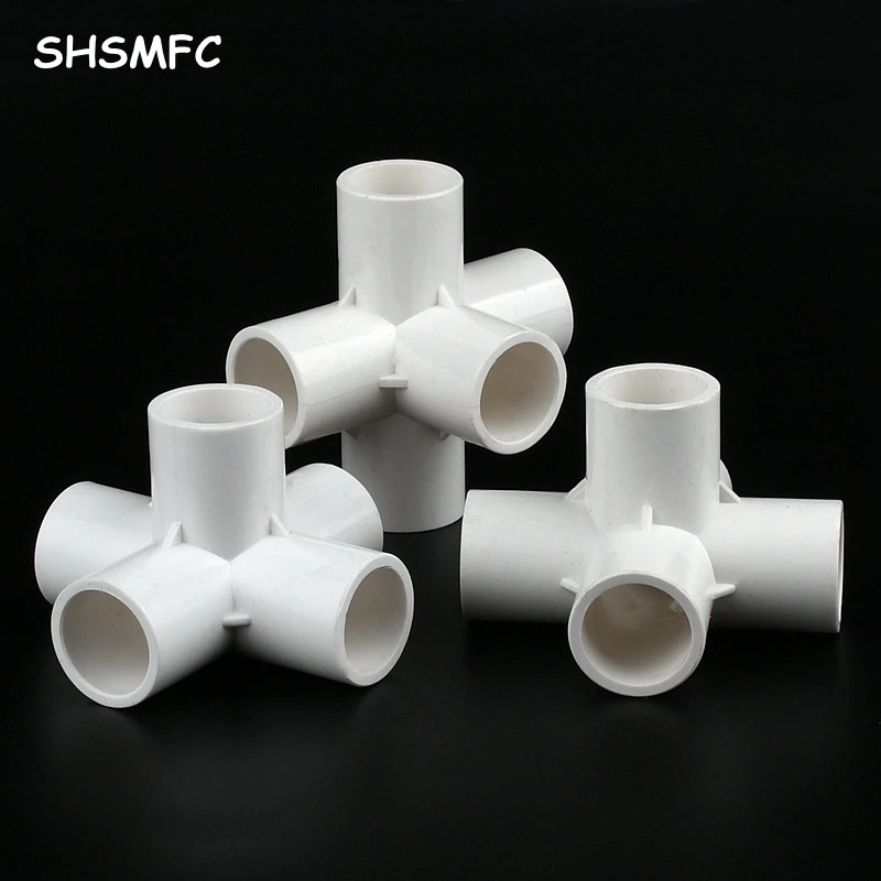 

2-15Pcs 20/25/3240/50mm White PVC Five-dimensional Connectors Aquarium Garden Irrigation Water Pipe Five Ways Adapter