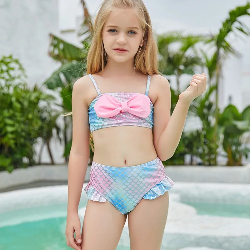 New Children's Split Swimsuit Mermaid Girl Bikini Bow Ruffle Cute Swimwear Girls Swimsuit One Piece Swimming
New Children's Split Swimsuit Mermaid Girl Bikini Bow Ruffle Cute Swimwear Girls Swimsuit One Piece Swimming