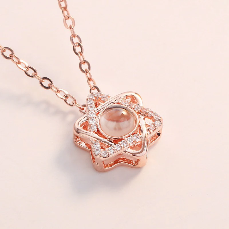 100 Language I Love You Pendant Angel Wings Necklace for Women Hexagram Shape Zircon Chain Necklace Jewelry Valentine's Day Gift
100 Language I Love You Pendant Angel Wings Necklace for Women Hexagram Shape Zircon Chain Necklace Jewelry Valentine's Day Gift