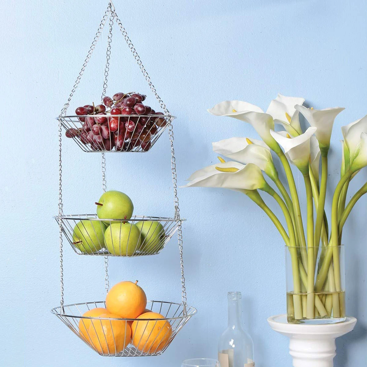 Kitchen Hanging Fruit Basket Stainless Steel 3-Layer Vegetables Baskets For Restaurants Disassemble Silver Food Storage Tray
Kitchen Hanging Fruit Basket Stainless Steel 3-Layer Vegetables Baskets For Restaurants Disassemble Silver Food Storage Tray