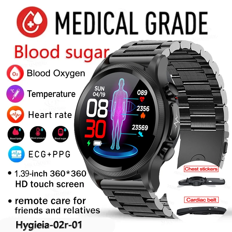 Medical Blood Glucose Smart Watch ECG Monitoring Blood Pressure Body Temperature Smartwatch Men IP68 Waterproof Fitness Tracker
Medical Blood Glucose Smart Watch ECG Monitoring Blood Pressure Body Temperature Smartwatch Men IP68 Waterproof Fitness Tracker