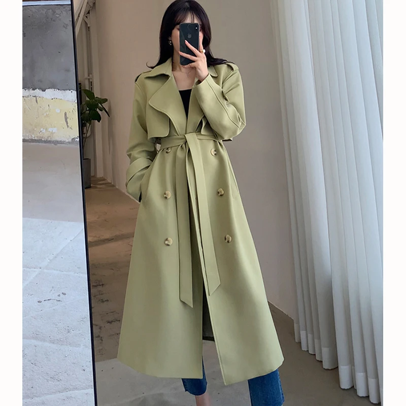 Women's New Green Windbreaker Long Double-Breasted Belt 2022 Fashion Spring Autumn Office Ladies Windbreaker Jacket High Quality
Women's New Green Windbreaker Long Double-Breasted Belt 2022 Fashion Spring Autumn Office Ladies Windbreaker Jacket High Quality
