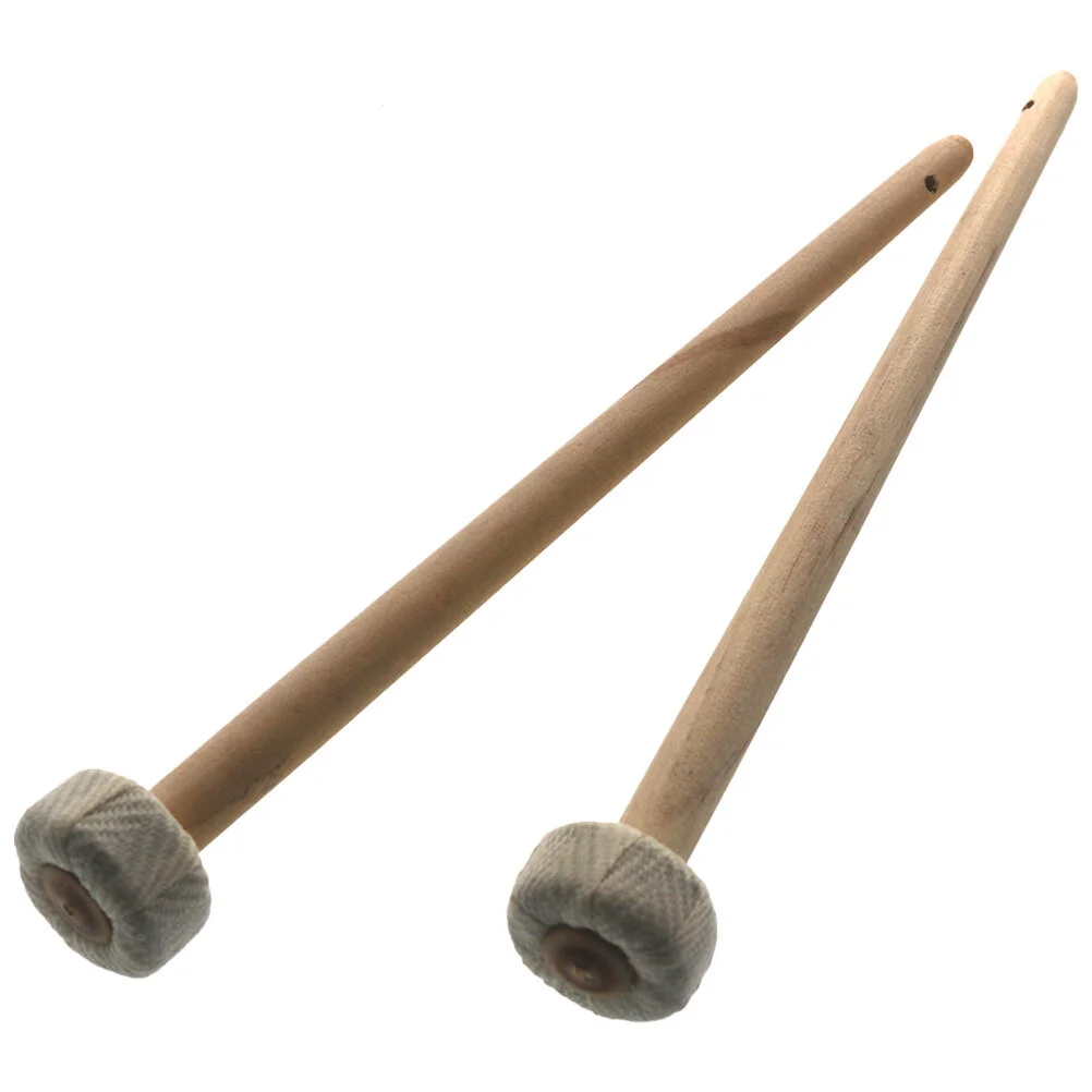

2 Pcs China Mallets Wood Handle Percussion Gong Parts Trumpet Accessories Chinese Wooden Hammer Instrument Musical Cotton Head