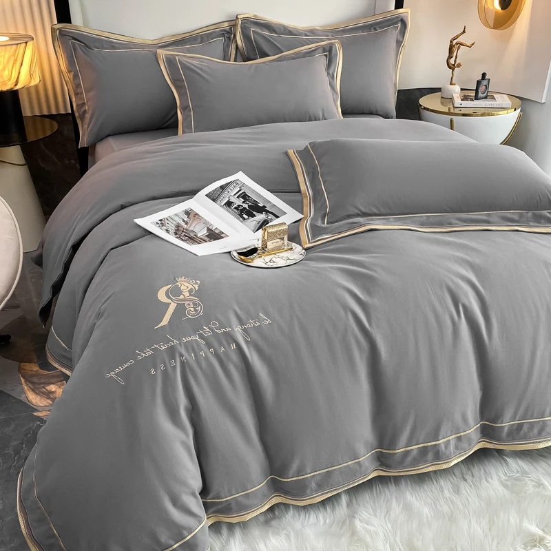 Long-Staple 100 Bedding Four-Piece Set Pure All Cotton Bed Sheet Sanding Duvet Cover Solid Color Embroidery Four
Long-Staple 100 Bedding Four-Piece Set Pure All Cotton Bed Sheet Sanding Duvet Cover Solid Color Embroidery Four
