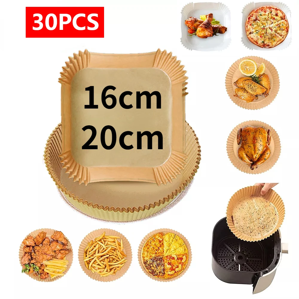 

Pulp Fryer For Accessories Air Parchment Steamer Baking Wood Fryer Disposable 30pcs 16/20cm Cheesecake Paper Fryer Paper Air Air