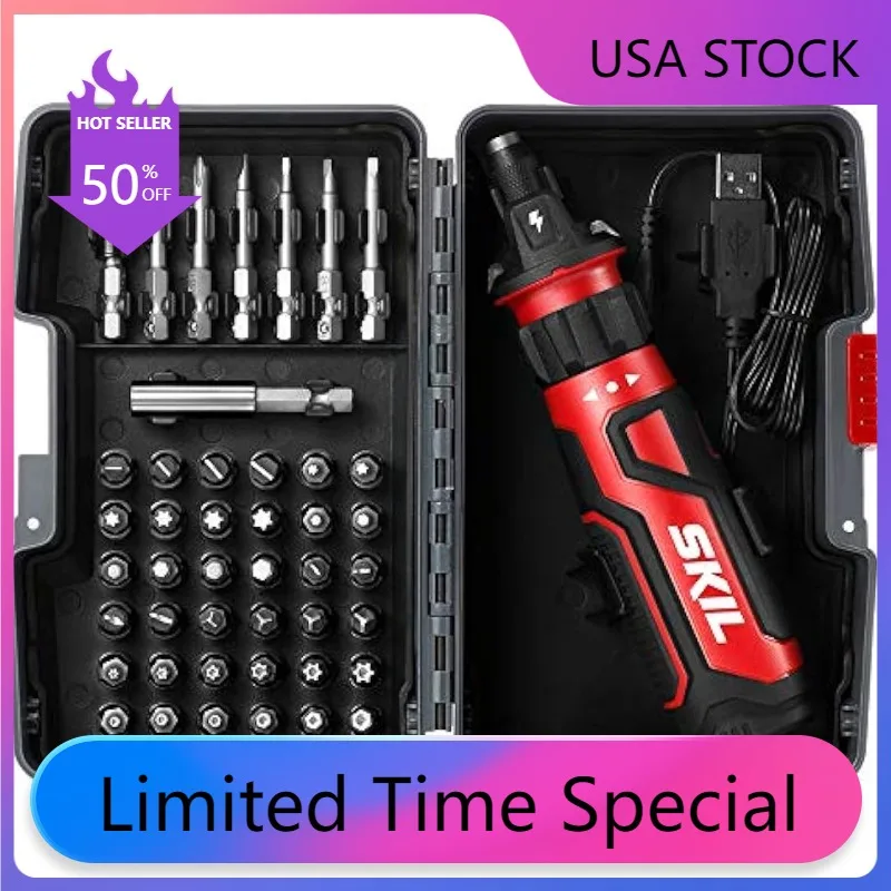 Перезаряжаемая аккумуляторная отвертка SKIL, 4 в, с датчиком цепи, в комплект входят 45 насадок, USB-кабель для зарядки, Новинка
Перезаряжаемая аккумуляторная отвертка SKIL, 4 в, с датчиком цепи, в комплект входят 45 насадок, USB-кабель для зарядки, Новинка