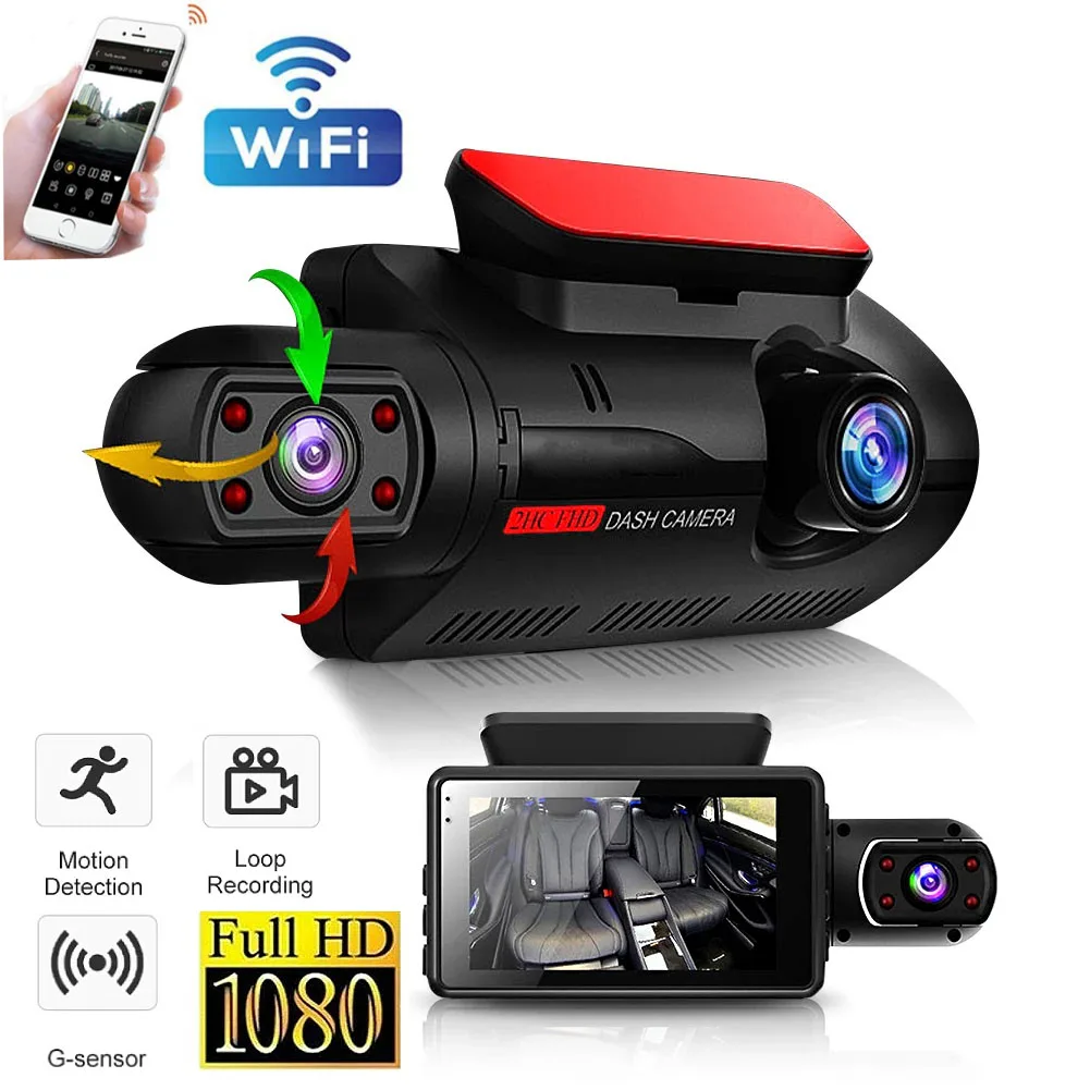 Dual Lens Dash Cam for Cars Black Box HD 1080P Video Recorder with WIFI Night Vision G-sensor Loop Record Dashcam Car Dvr Camera
Dual Lens Dash Cam for Cars Black Box HD 1080P Video Recorder with WIFI Night Vision G-sensor Loop Record Dashcam Car Dvr Camera