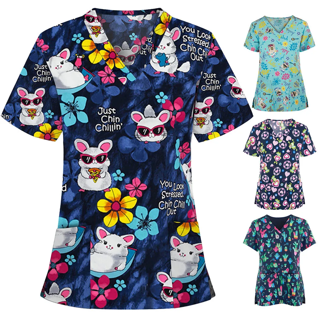 Hospital Worker Nursing Uniform Women Animal Print Casual Short Sleeve V-neck Carer Top Nurse Working Medical Uniforms Supplies
Hospital Worker Nursing Uniform Women Animal Print Casual Short Sleeve V-neck Carer Top Nurse Working Medical Uniforms Supplies