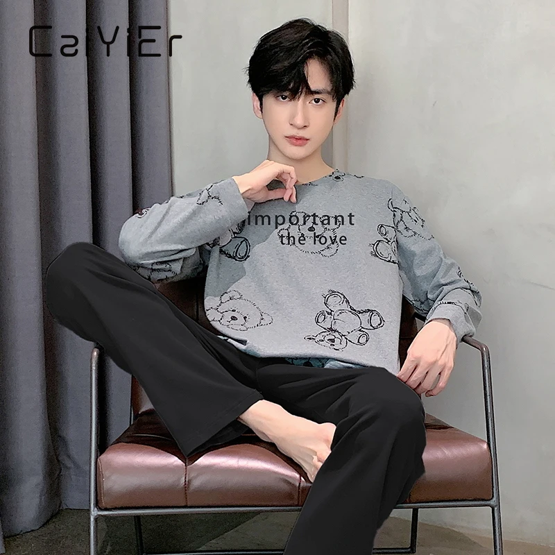CAIYIER Big Size L-5XL Male Pajamas Set O-Neck Long Sleeve Trousers Casual Soft Sleepwear For Men Cute Bear Winter Loungewear
CAIYIER Big Size L-5XL Male Pajamas Set O-Neck Long Sleeve Trousers Casual Soft Sleepwear For Men Cute Bear Winter Loungewear
