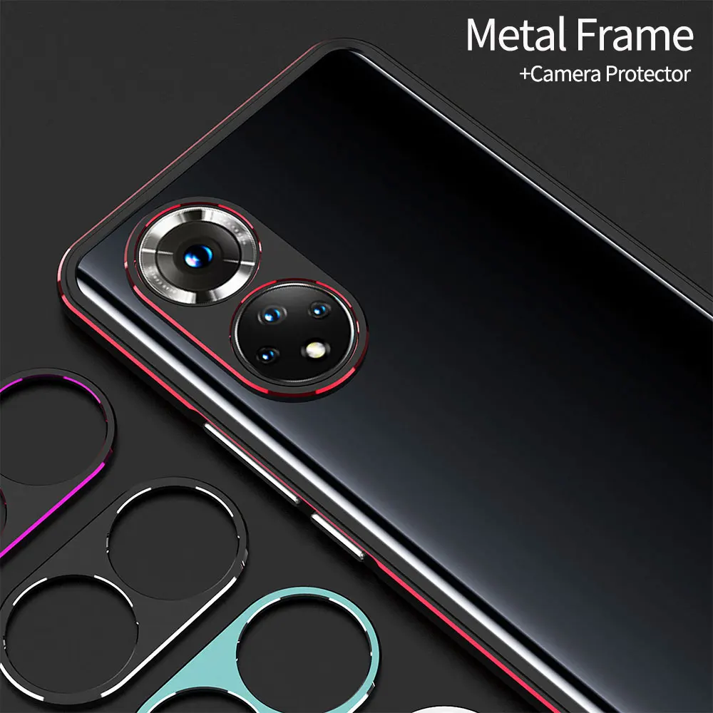 

Luxury Skin For HONOR 50 Case 60 Pro Aluminum Metal Bumper Frame Ultra Slim Protective Phone Cover Cases +Carmera Lens Protector