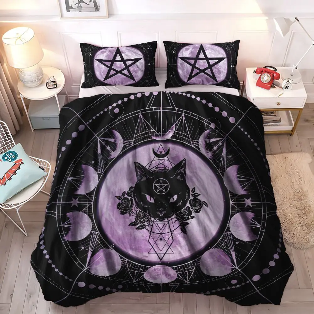 Комплект постельного белья Wiccan с черным котом, Комплект постельного белья в готическом стиле с изображением загадочного Солнца и Луны, Королевский Размер 2/3 шт.
Комплект постельного белья Wiccan с черным котом, Комплект постельного белья в готическом стиле с изображением загадочного Солнца и Луны, Королевский Размер 2/3 шт.