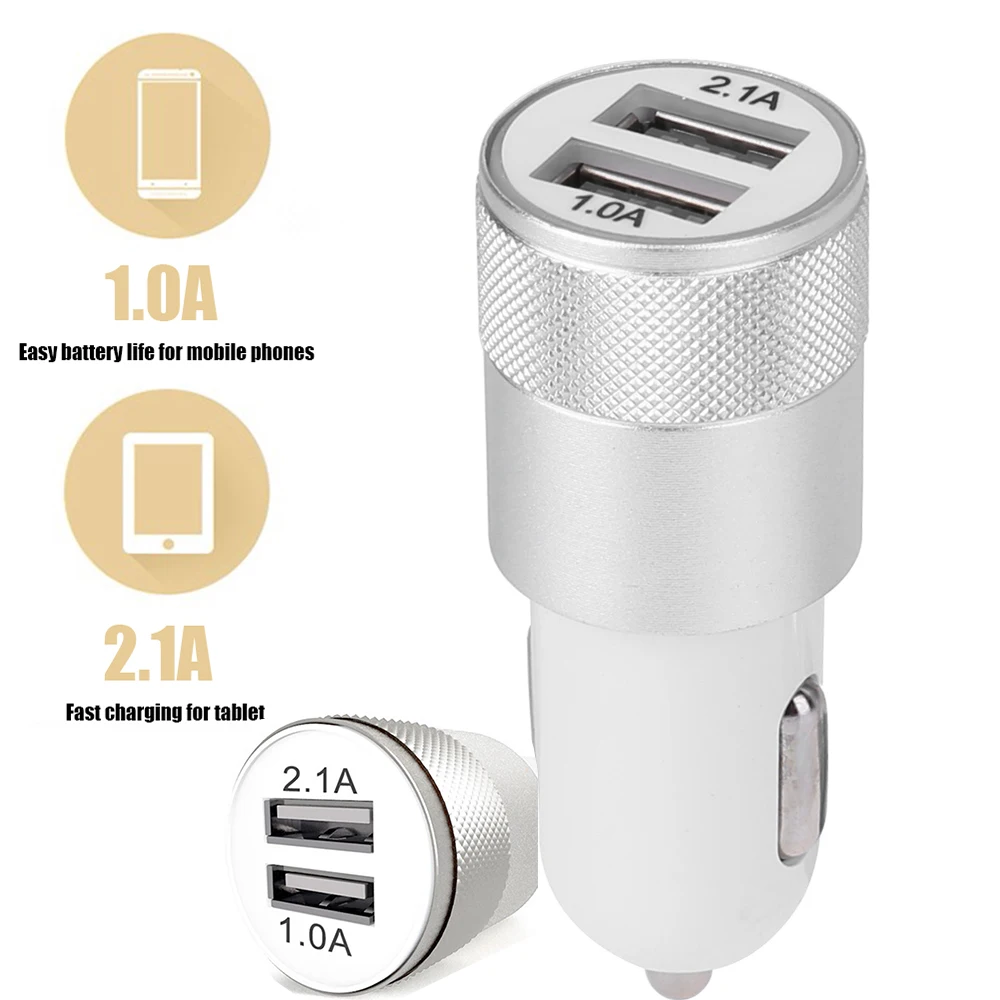 Автомобильное зарядное устройство из цинкового сплава, 2,1 а, с 2 USB-портами
Автомобильное зарядное устройство из цинкового сплава, 2,1 а, с 2 USB-портами