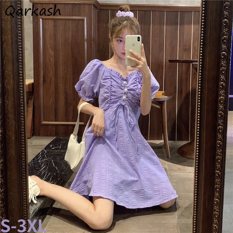Puff Sleeve Dresses Women Sweet A-line Design Lovely Colleges Japanese Style Retro Solid Leisure 3 Colors S-3XL Mujer Vestidos
Puff Sleeve Dresses Women Sweet A-line Design Lovely Colleges Japanese Style Retro Solid Leisure 3 Colors S-3XL Mujer Vestidos