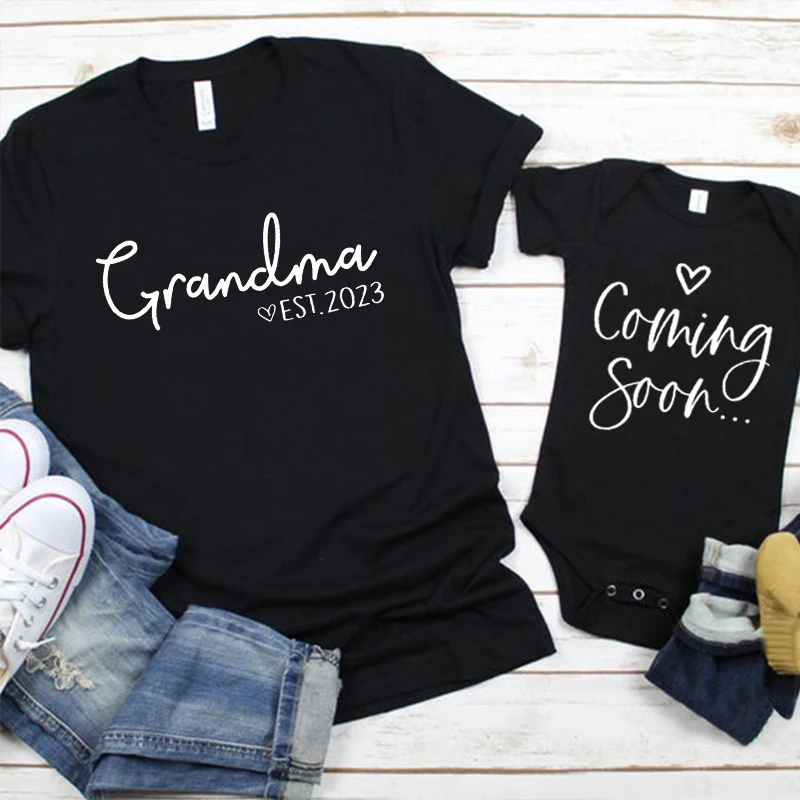 

Grandma 2023 Shirt Family Matching Outfits Baby Announcement Shirt Grandma Est 2023 Shirt Baby Girl Clothes Fashion