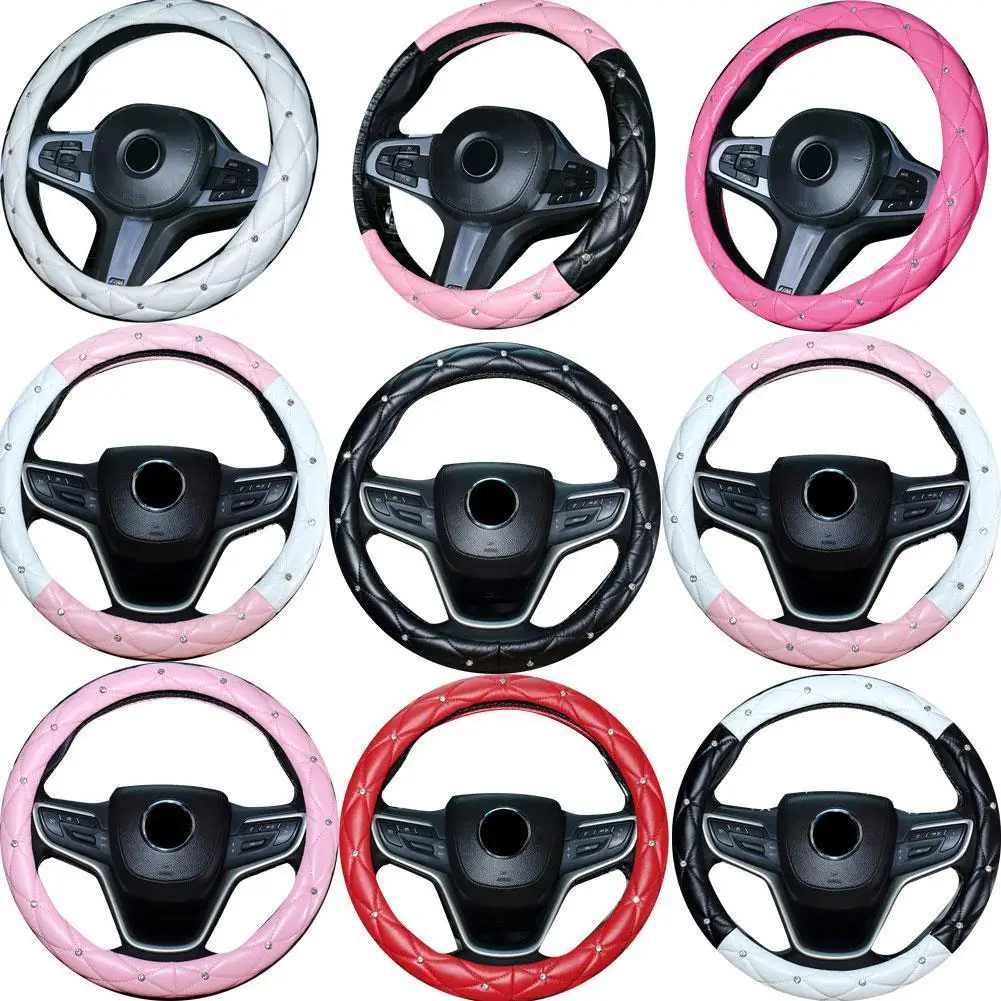 Car Rhinestones Steering Wheel Cover With Crystal Diamond Sparkling Car Steering Wheel Protector Fit 37-38CM Vehicle
Car Rhinestones Steering Wheel Cover With Crystal Diamond Sparkling Car Steering Wheel Protector Fit 37-38CM Vehicle