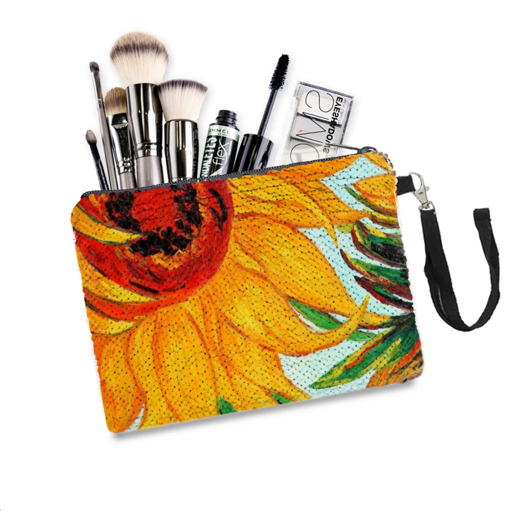 Sunflowers Sequins Makeup Bag Vincent Van Gogh Painter Women Girl Glitter Portable Cosmetic Bag Small Organizer Pouchs
Sunflowers Sequins Makeup Bag Vincent Van Gogh Painter Women Girl Glitter Portable Cosmetic Bag Small Organizer Pouchs