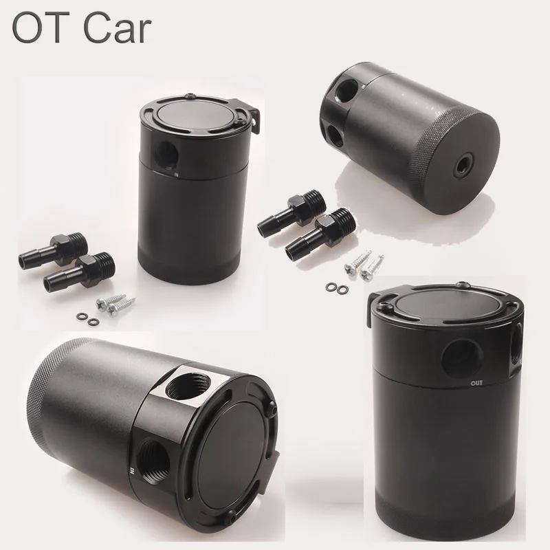 

2-Port Aluminum Oil Catch Can With Baffle Petrol Diesel Turbo Tank Reservoir Universal For General Cars Accessories Supplier