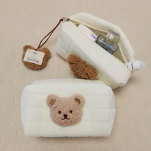 Portable Cute Bear Baby Toiletry Bag Make Up Cosmetic Bags Diaper Pouch Baby Items Organizer Reusable Cotton Cluth Bag for Mommy