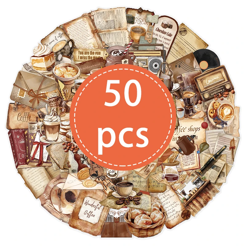 50 шт. Винтажные прозрачные наклейки с тематикой кофе
50 шт. Винтажные прозрачные наклейки с тематикой кофе