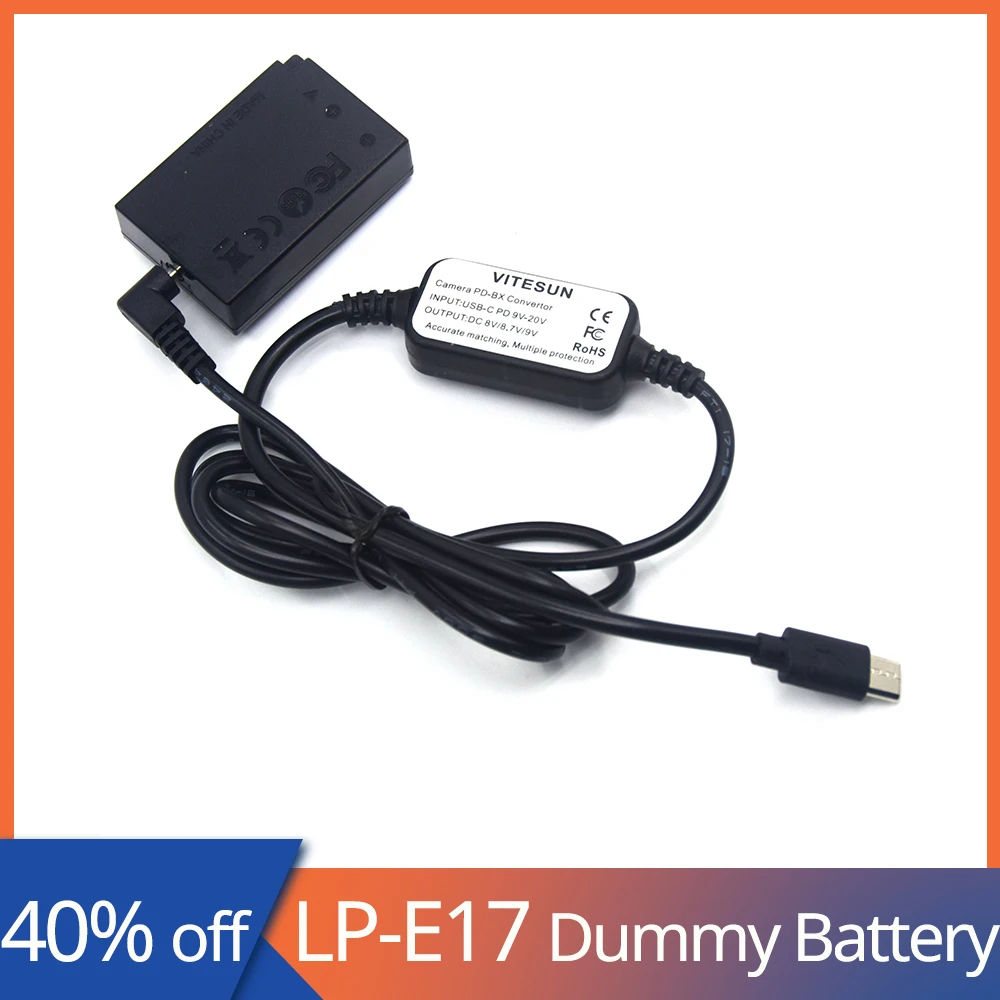 USB Type C Cable+DR-E17 DC Coupler LP-E17 Dummy Battery For Canon EOS M3 M5 M6 EOS-M6 Mark II Cameras
USB Type C Cable+DR-E17 DC Coupler LP-E17 Dummy Battery For Canon EOS M3 M5 M6 EOS-M6 Mark II Cameras