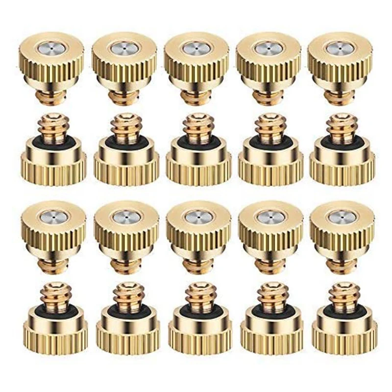 20 Pack Brass Misting Nozzles Tees, Dust Control Mist Nozzle Sprinkler For Outdoor Cooling System 0.3 Mm 
20 Pack Brass Misting Nozzles Tees, Dust Control Mist Nozzle Sprinkler For Outdoor Cooling System 0.3 Mm