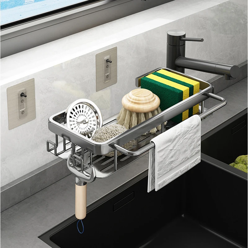 Kitchen Accessories Organizer Free Punching Wall-mounted Shelf Sink Organizer Dish Soap Holder Drying Household Storage Rack
Kitchen Accessories Organizer Free Punching Wall-mounted Shelf Sink Organizer Dish Soap Holder Drying Household Storage Rack