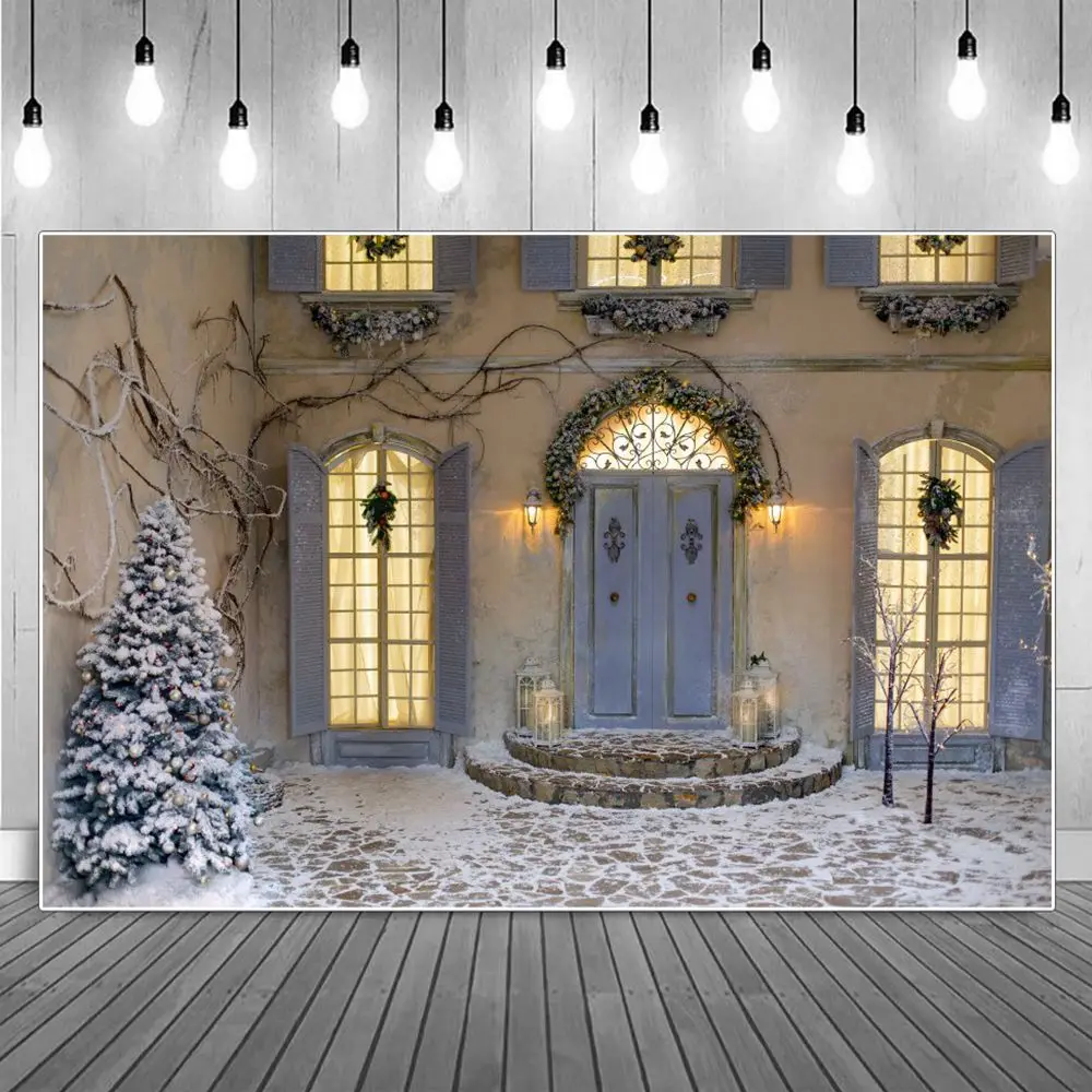 Silver Christmas Home Courtyard Door Decoration Photography Backdrops Snow House Arched Gate Window Tree Lamps Photo Backgrounds
Silver Christmas Home Courtyard Door Decoration Photography Backdrops Snow House Arched Gate Window Tree Lamps Photo Backgrounds