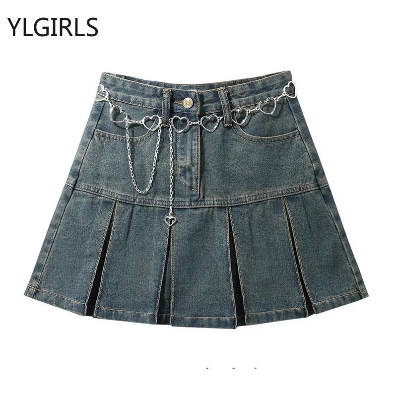 2023 Summer Vintage Korean Retro High Street Denim Low Waist Short Pleated Skirt with Belt Streetwear Fashion Skirt
2023 Summer Vintage Korean Retro High Street Denim Low Waist Short Pleated Skirt with Belt Streetwear Fashion Skirt