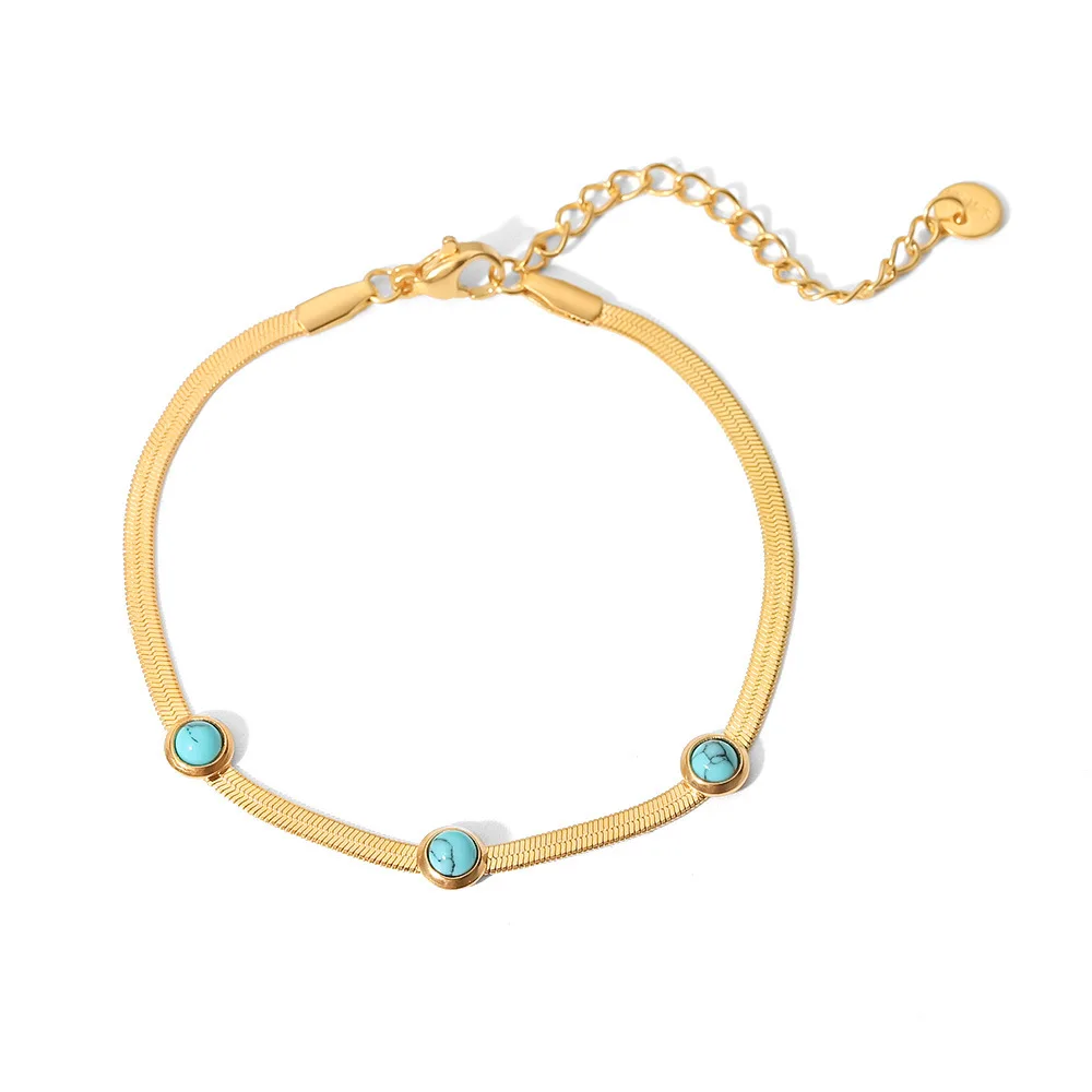 Stainless Steel PVD 18K Gold Plated Tarnish Waterproof Blue Stone Snake Chain Bracelet For Woman Jewelry Wholesale Trendy
Stainless Steel PVD 18K Gold Plated Tarnish Waterproof Blue Stone Snake Chain Bracelet For Woman Jewelry Wholesale Trendy