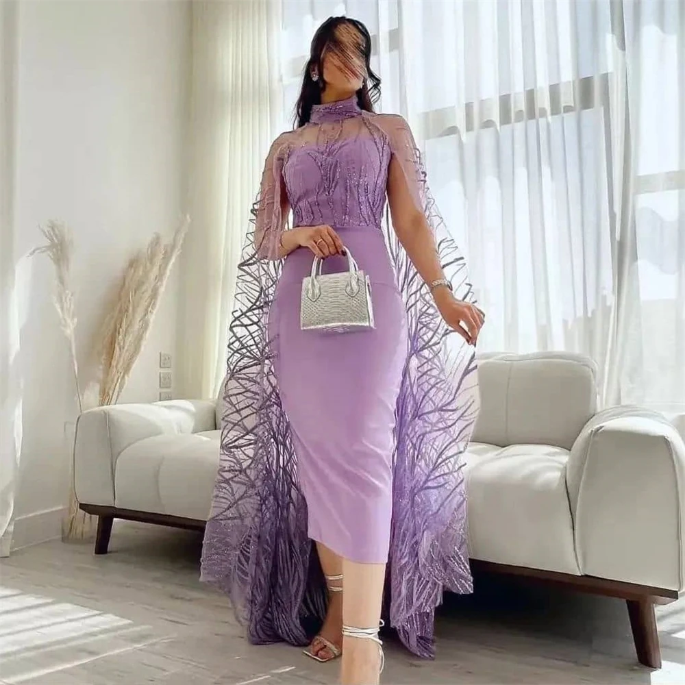 Elegant Lilac High Collar Shawl Mermaid Formal Occasion Prom Dresses Floor-length Women Evening Party Dress فساتين السهرة
Elegant Lilac High Collar Shawl Mermaid Formal Occasion Prom Dresses Floor-length Women Evening Party Dress فساتين السهرة