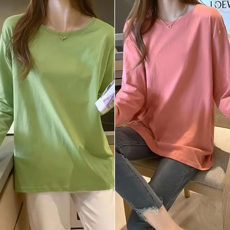 Long Sleeve Tshirt Solid Color Women Cotton Casual Clothes 2023 Spring Autumn Top Female Round Collar Loose Pullover Tees M380
Long Sleeve Tshirt Solid Color Women Cotton Casual Clothes 2023 Spring Autumn Top Female Round Collar Loose Pullover Tees M380