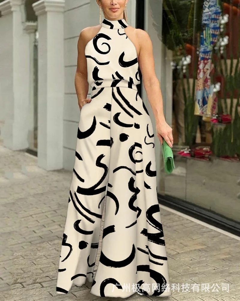 Abstract Print Sleeveless Wide Leg Jumpsuit Women Spring Summer High Waist Loose Pants Overall Pants Jumpsuits Full Length
Abstract Print Sleeveless Wide Leg Jumpsuit Women Spring Summer High Waist Loose Pants Overall Pants Jumpsuits Full Length