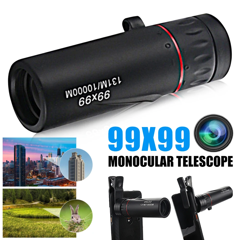 Hunting Hiking 99x99 High Magnification HD Monocular Telescope Low Light Night Vision Non-infrared Pocket Monocular For Travel
Hunting Hiking 99x99 High Magnification HD Monocular Telescope Low Light Night Vision Non-infrared Pocket Monocular For Travel