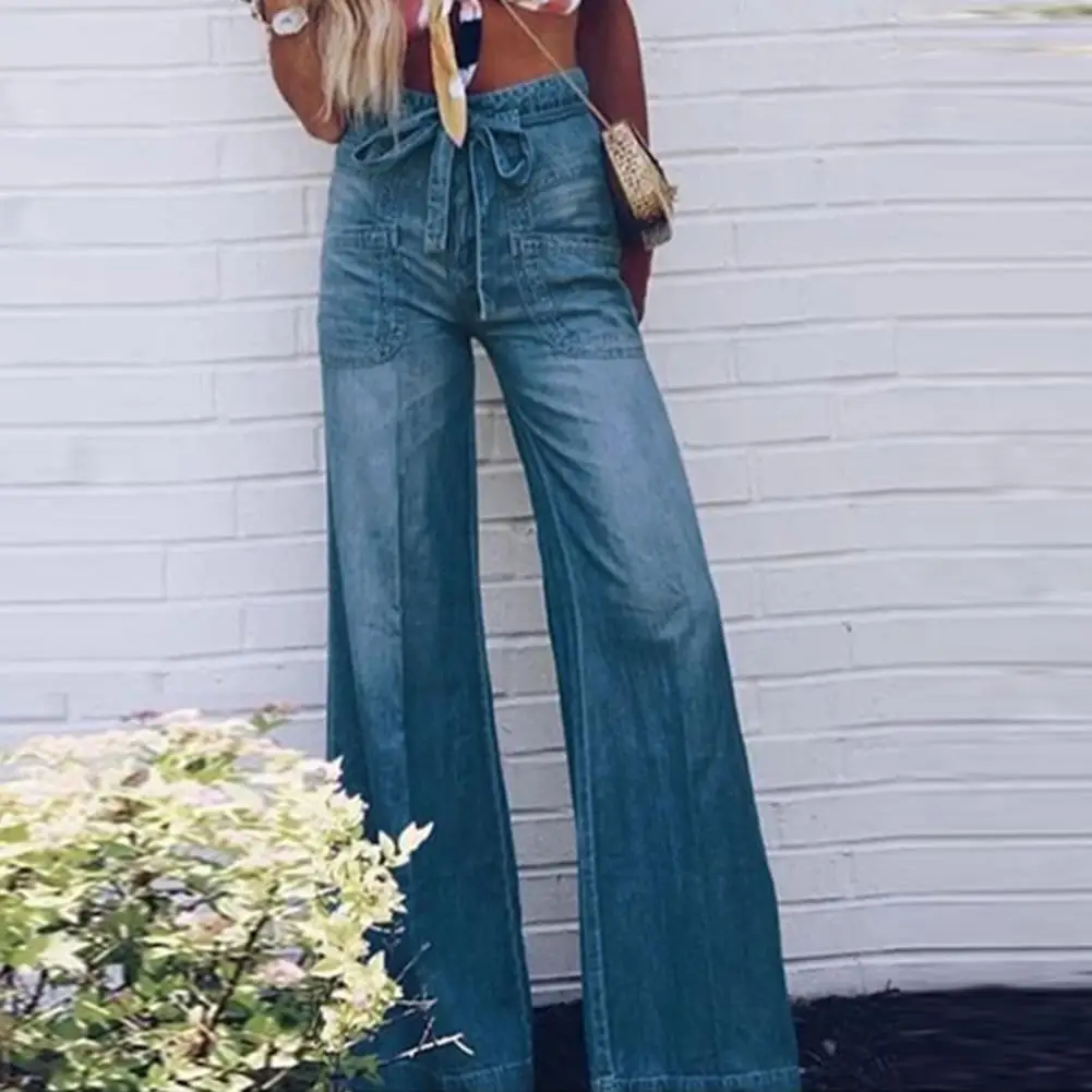 Trendy Comfortable Pure Colors Women Waist Lace-up Loose Denim Pants Female Clothing Casual Trousers Denim Pants
Trendy Comfortable Pure Colors Women Waist Lace-up Loose Denim Pants Female Clothing Casual Trousers Denim Pants