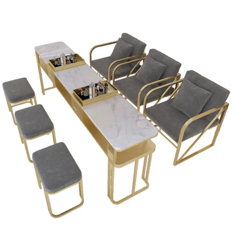 Manicure table and chair set single and double three-person manicure table luxury marble manicure table
Manicure table and chair set single and double three-person manicure table luxury marble manicure table