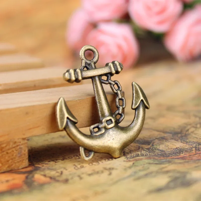 

10pcs 3 Color 31x27mm Retro Pirate Ship Anchor Charms Pendant for DIY Handmade Metal Jewelry Making Accessories
