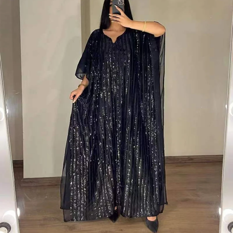 Bling Bling Elegant O Neck Women Maxi Dress Fashion Sequin Shiny Loose Hem Long Dress Female Casual Batwing Sleeve Party Dresses
Bling Bling Elegant O Neck Women Maxi Dress Fashion Sequin Shiny Loose Hem Long Dress Female Casual Batwing Sleeve Party Dresses
