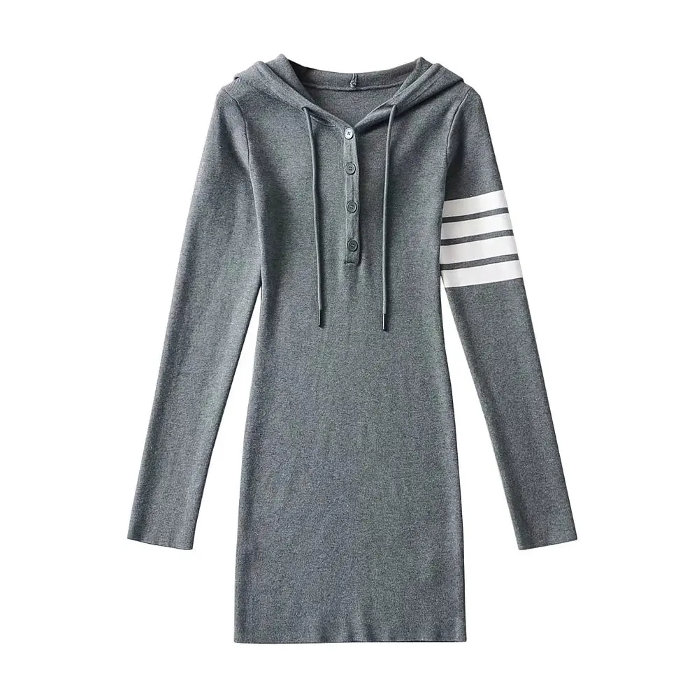 TB knitted slim-fit hooded dress women's long-sleeved four-bar show thin short skirt pullover solid color high waist
TB knitted slim-fit hooded dress women's long-sleeved four-bar show thin short skirt pullover solid color high waist