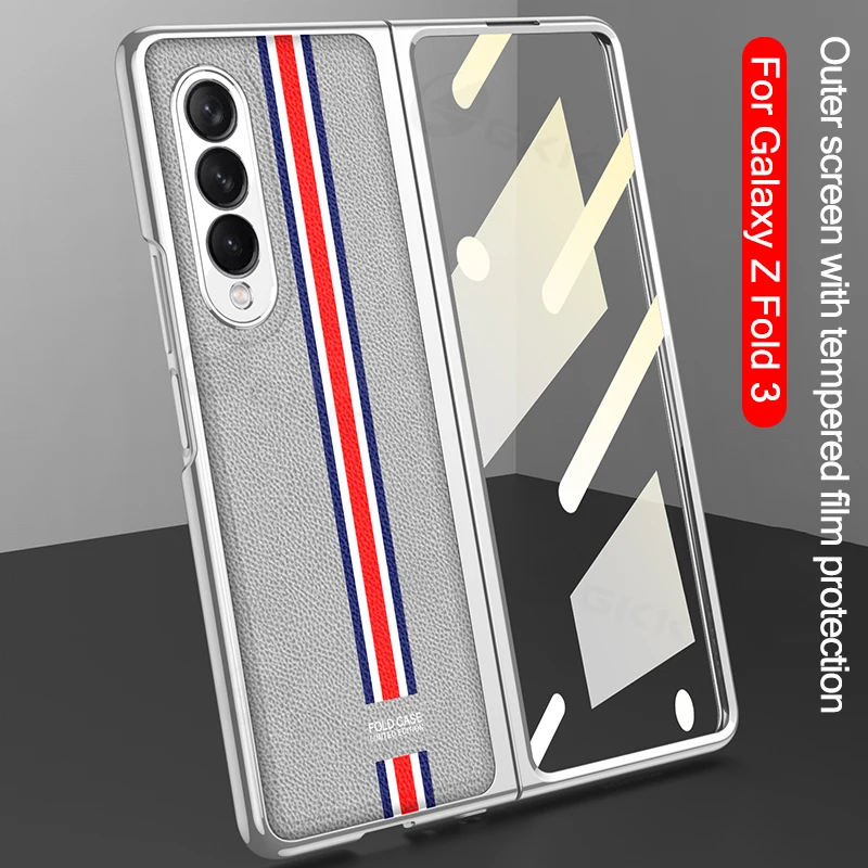 GKK Leather Outer Screen Glass Case For Samsung Galaxy Z Fold 3 2 Luxury Plating Shockproof Hard Cover For Samsung Z Fold 3 Case
GKK Leather Outer Screen Glass Case For Samsung Galaxy Z Fold 3 2 Luxury Plating Shockproof Hard Cover For Samsung Z Fold 3 Case